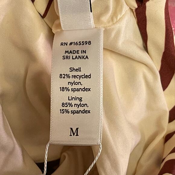 Andie Swim The Ruched Side Bikini Bottom Bias Stripe Truffle Brown Sz M - Picture 6 of 7